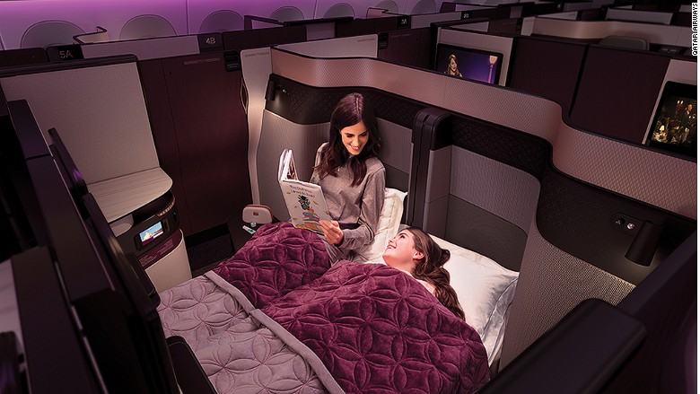 Double bed on board Qatar Airways Qsuite
